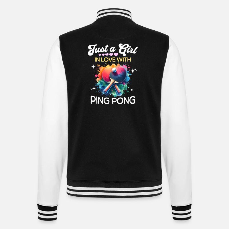 Ping Pong Mädchen - College-Sweatjacke - Schwarz/Weiß
