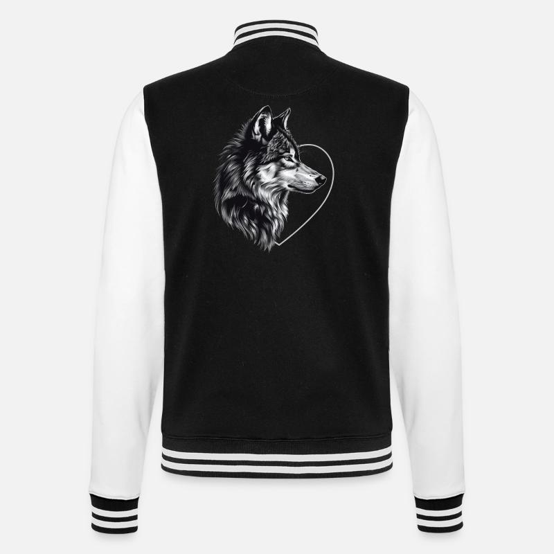 Wolf - College Sweat Jacket - black/white