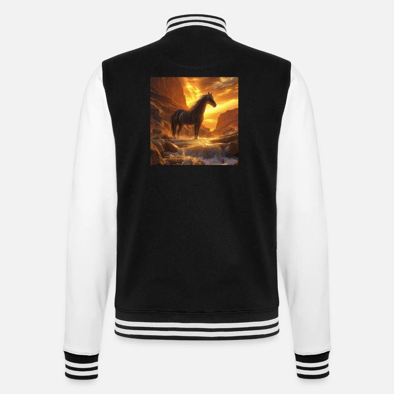 Pferd - College-Sweatjacke - Schwarz/Weiß