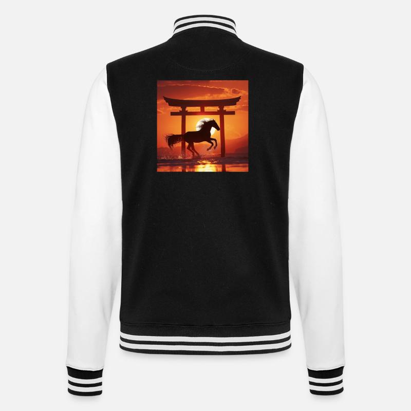 Horse - College Sweat Jacket - black/white