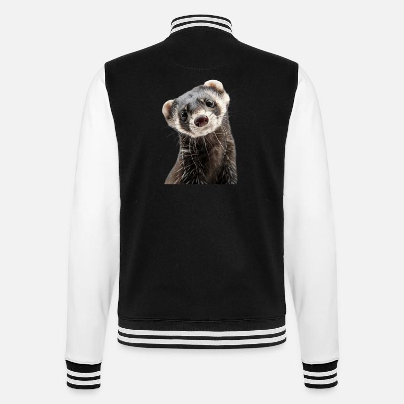 Frettchen - College-Sweatjacke - Schwarz/Weiß