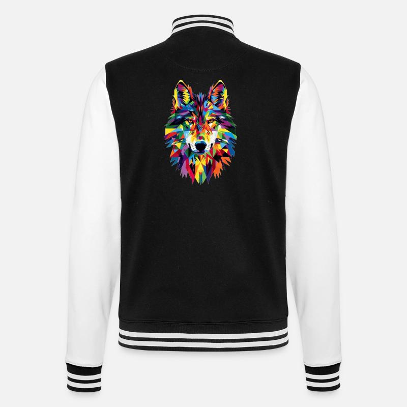 Wolf - College Sweat Jacket - black/white
