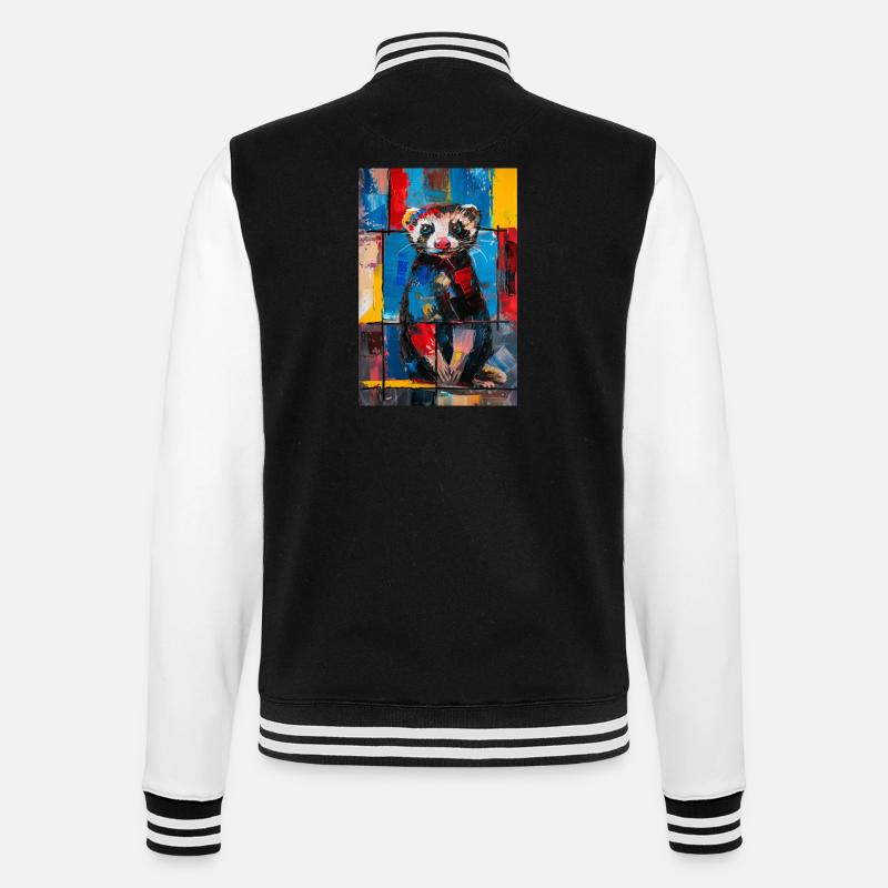 Frettchen - College-Sweatjacke - Schwarz/Weiß