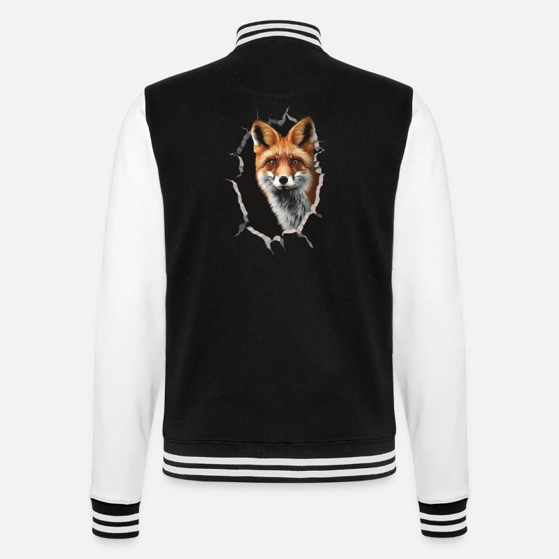 Fuchs - College-Sweatjacke - Schwarz/Weiß