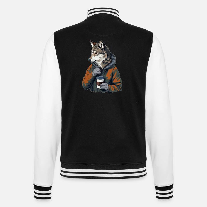 Wolf - College-Sweatjacke - Schwarz/Weiß