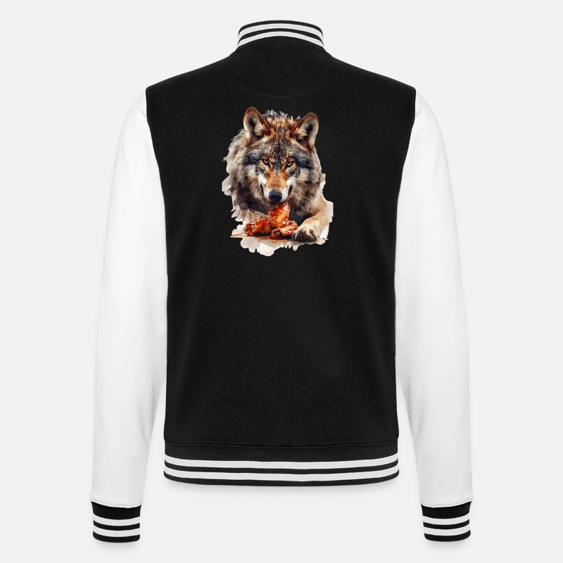 Wolf - College Sweat Jacket - black/white