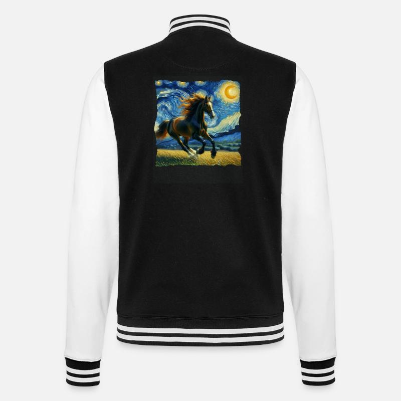 Irisches Zugpferd Starry Night - College-Sweatjacke - Schwarz/Weiß