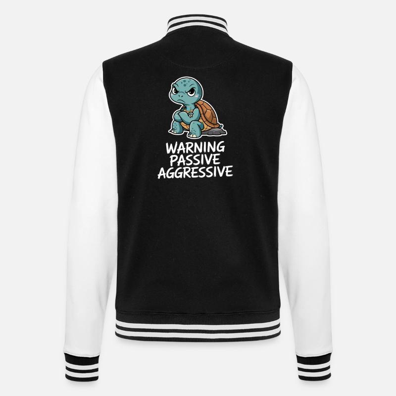 Warnung Passive Aggressive Schildkröte - College-Sweatjacke - Schwarz/Weiß