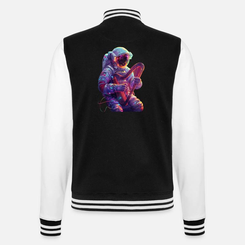 Astronaut Harfe - College-Sweatjacke - Schwarz/Weiß