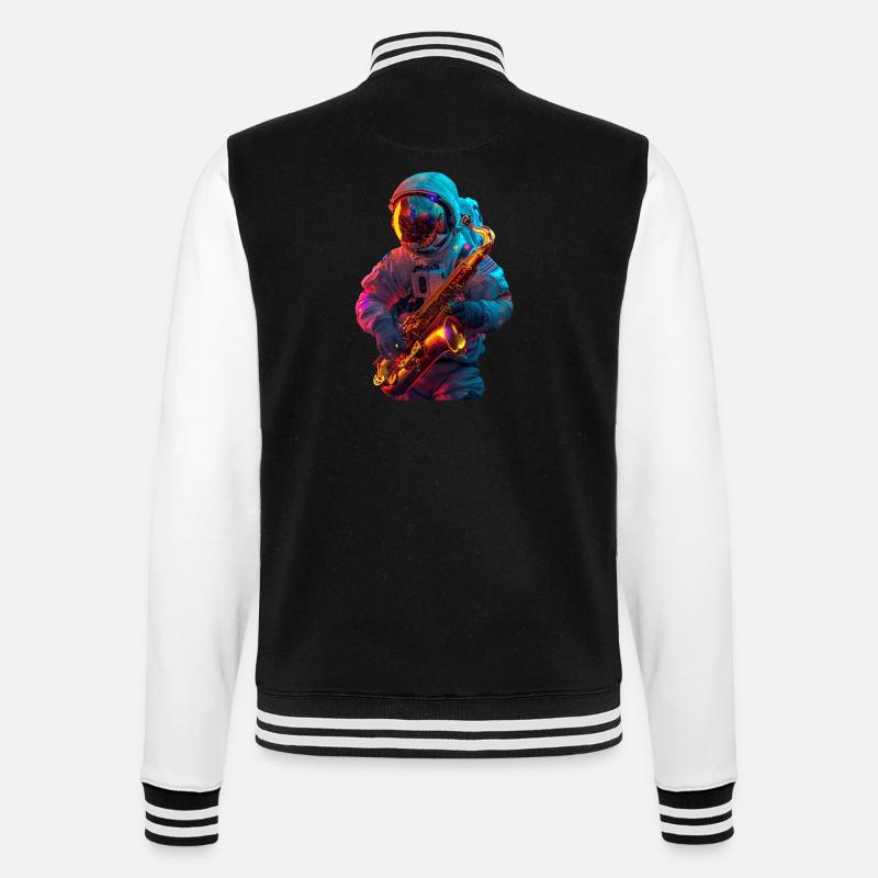 Astronaut Saxophone - College Sweat Jacket - black/white