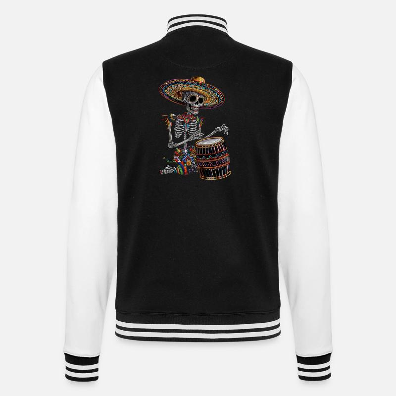 Mexican Skeleton Drums - College Sweat Jacket - black/white