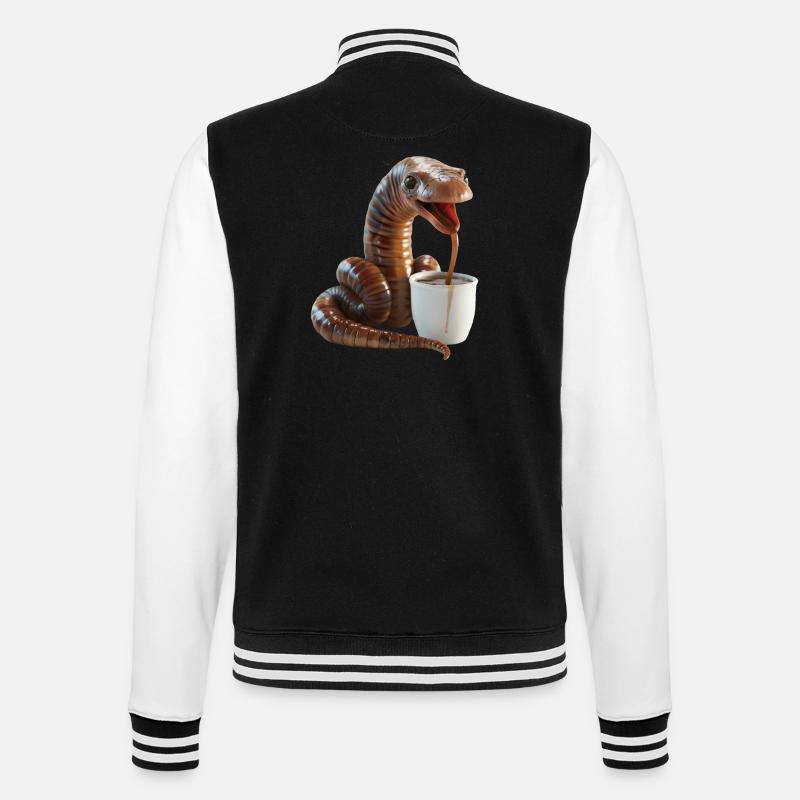 Wurm Kaffee - College-Sweatjacke - Schwarz/Weiß