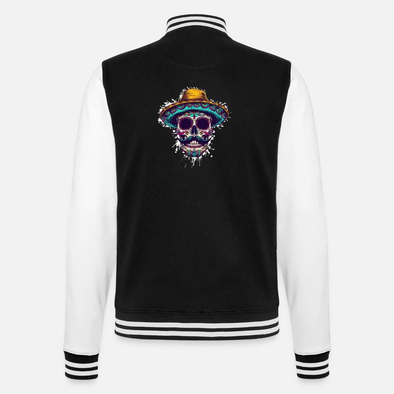Crâne Mexicain Sombrero - Veste Teddy - noir/blanc
