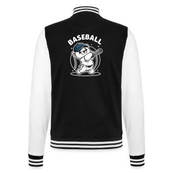 Cute Baseball Bear Cartoon Style Bat - College Sweat Jacket - black/white - Back - Marisol (170cm)