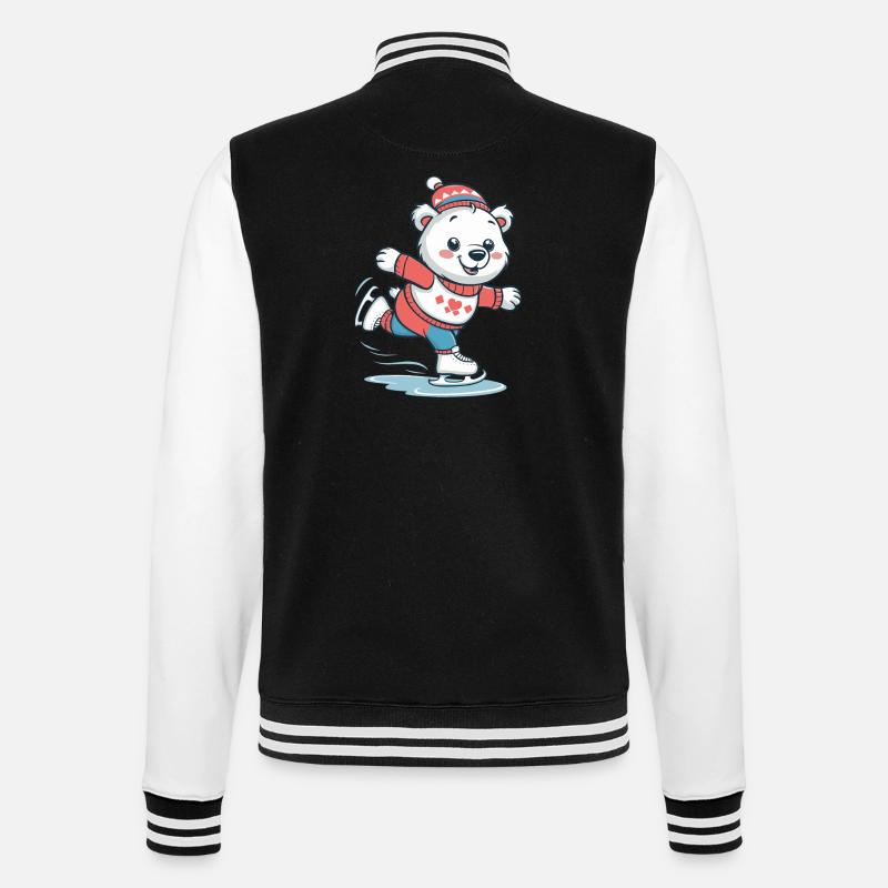 Cute polar bear skating - College Sweat Jacket - black/white