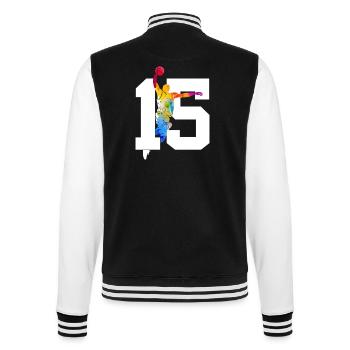 NUMMER 15 BASKETBALL 15. GEBURTSTAG - College-Sweatjacke - Schwarz/Weiß - Hinten - Marisol (170cm)