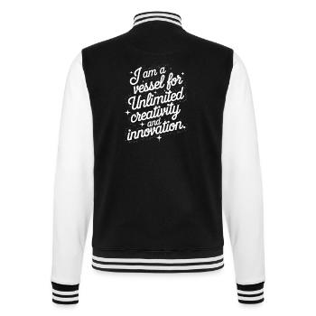 Manifest Unlimited Creativity Quote - College Sweat Jacket - black/white - Back - Marisol (170cm)