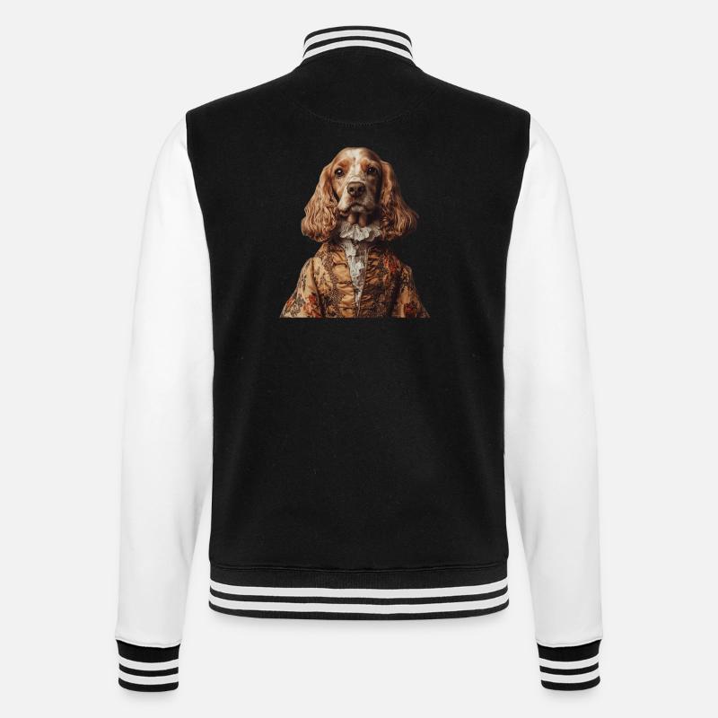 Cocker Spaniel - College-Sweatjacke - Schwarz/Weiß