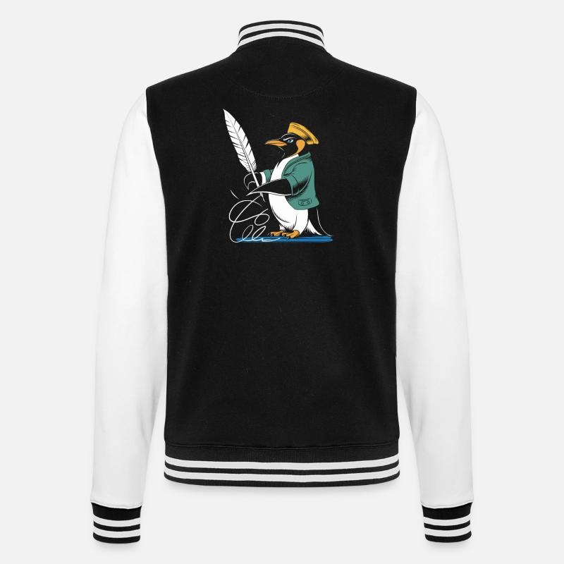 Calligraphie Pingouin Créativité avec Plume - Veste Teddy - noir/blanc