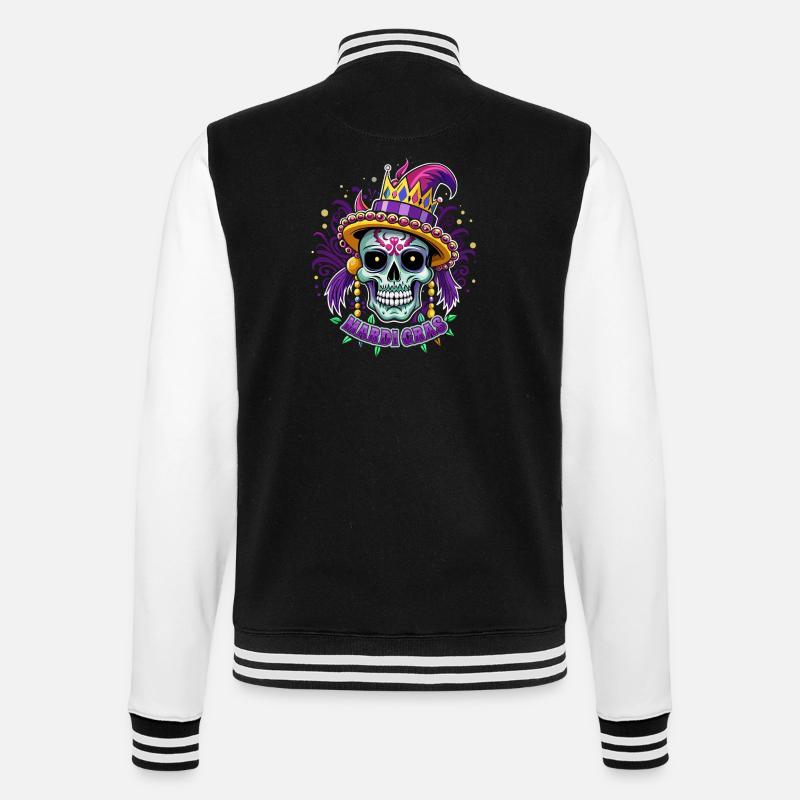 Mardi Gras - Carnaval - Crâne - Cadeau - Veste Teddy - noir/blanc