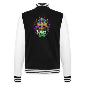 Mardi Gras - Karneval - Maske - Geschenk - College-Sweatjacke - Schwarz/Weiß - Hinten - Marisol (170cm)