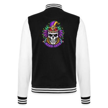 Mardi Gras - Karneval - Totenkopf - Geschenk - College-Sweatjacke - Schwarz/Weiß - Hinten - Marisol (170cm)