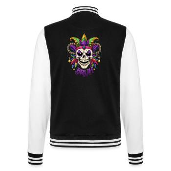 Mardi Gras Bruh - Karneval - Totenkopf - Geschenk - College-Sweatjacke - Schwarz/Weiß - Hinten - Marisol (170cm)