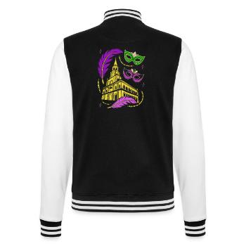 Mardi Gras - Karneval - Maske - Geschenk - College-Sweatjacke - Schwarz/Weiß - Hinten - Marisol (170cm)