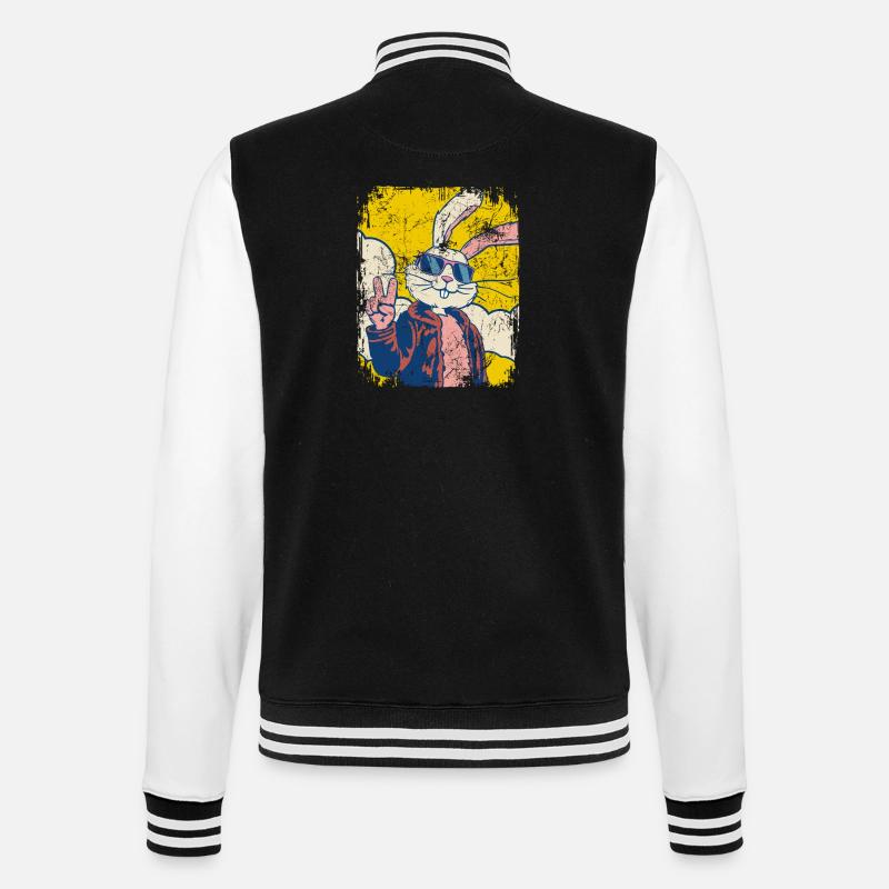 Cooler Osterhase - Osterei - Geschenk - College-Sweatjacke - Schwarz/Weiß