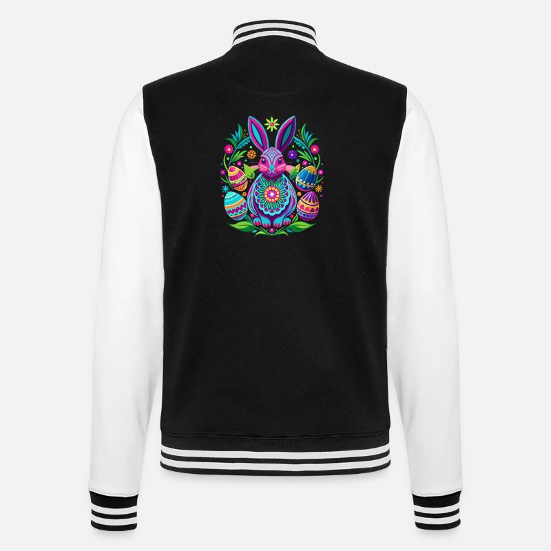 Happy Easter - Osterhase - Osterei - Geschenk - College-Sweatjacke - Schwarz/Weiß