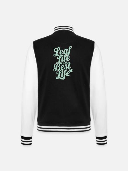 Vegan Vegetarisch: Leaf Life Ist Das Beste Leben - College-Sweatjacke - Schwarz/Weiß