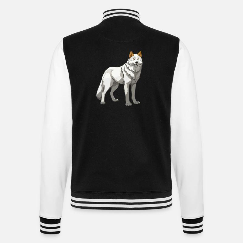 Wolf Tier - College-Sweatjacke - Schwarz/Weiß