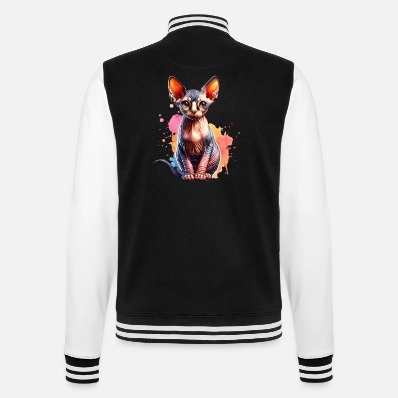 Sphynxkatze Geschenk - College-Sweatjacke - Schwarz/Weiß