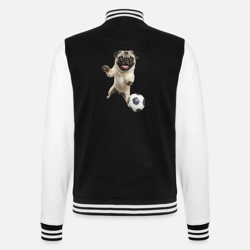 Mops - College-Sweatjacke - Schwarz/Weiß