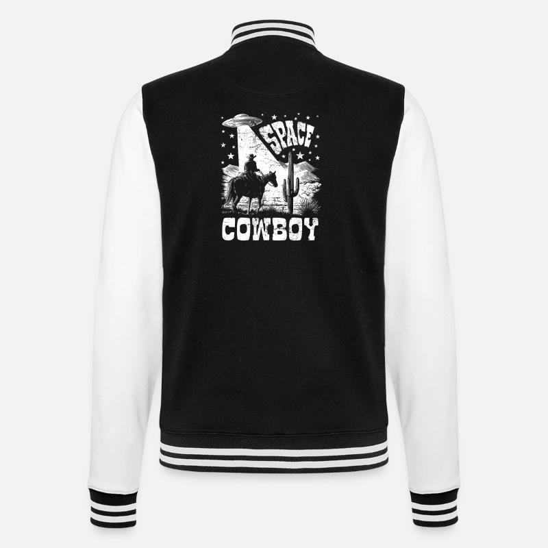 Space Cowboy - OVNI - Graphismes rétro - Veste Teddy - noir/blanc
