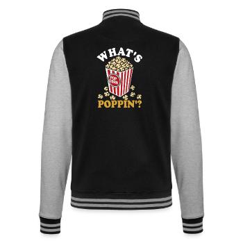 What's poppin'? Frisches Popcorn - knusprig - College-Sweatjacke - Schwarz/Grau meliert - Hinten - Marisol (170cm)