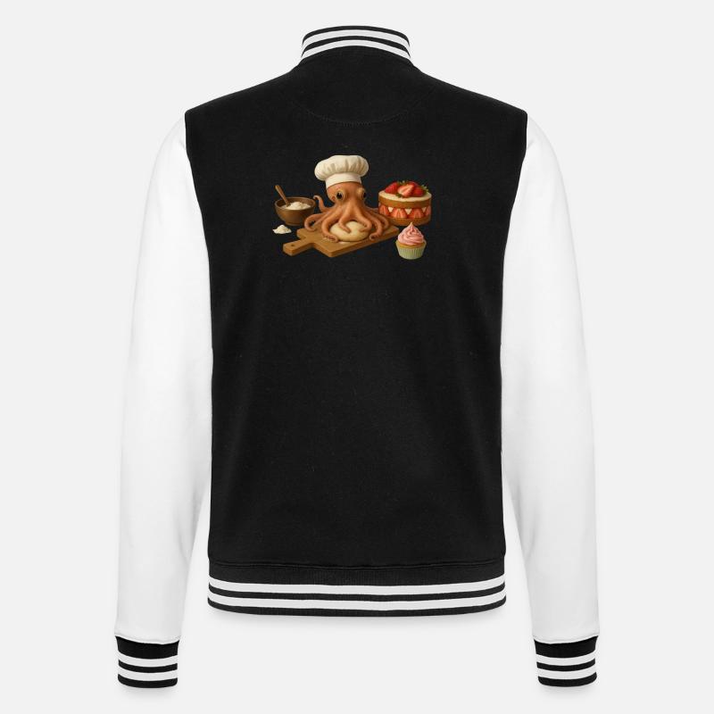 Octopus Baking Cake Bread - College Sweat Jacket - black/white