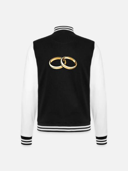 Eheringe Hochzeit - College-Sweatjacke - Schwarz/Weiß