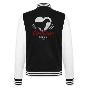 Cane Corso Liebe mit Herz - College-Sweatjacke - Schwarz/Weiß - Hinten - Marisol (170cm)