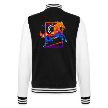 Pferd Reiten Reiter Springen Galopp Bunt Vintage - College-Sweatjacke - Schwarz/Weiß - Hinten - Marisol (170cm)