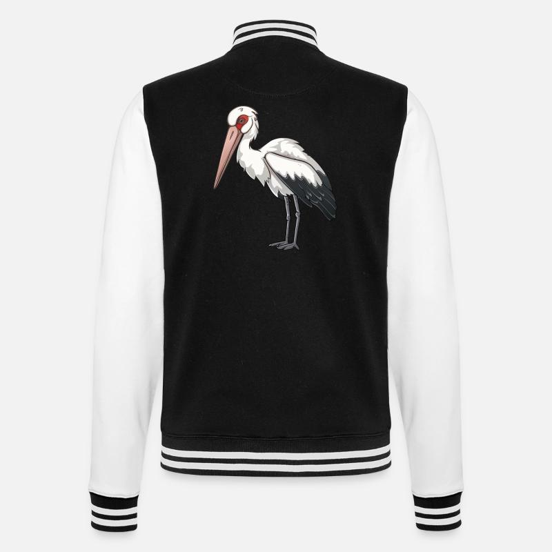 Fière cigogne blanche en pose - Veste Teddy - noir/blanc
