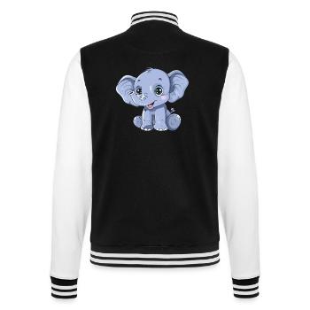 Mignon éléphant bleu avec de grands yeux - Veste Teddy - noir/blanc - Dos - Marisol (170cm)