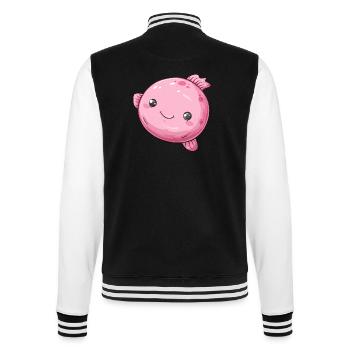 Pink Bubble Fish With Charming Smile - College Sweat Jacket - black/white - Back - Marisol (170cm)