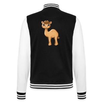 Niedliches Braunäugiges Alpaka Motiv - College-Sweatjacke - Schwarz/Weiß - Hinten - Marisol (170cm)