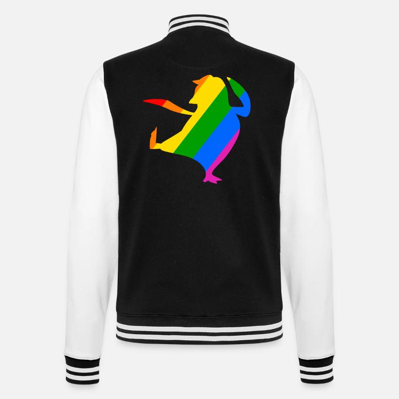 Rainbow Penguin Does Karate - College Sweat Jacket - black/white