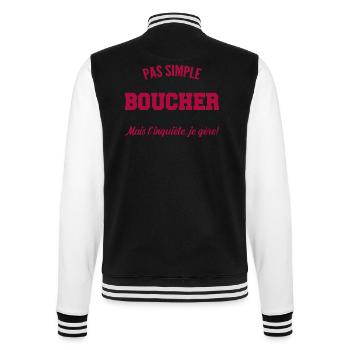 Tolles Metzgermann-Geschenk - College-Sweatjacke - Schwarz/Weiß - Hinten - Marisol (170cm)
