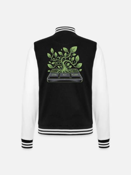 ctrl alt plant garden design - College Sweat Jacket - black/white