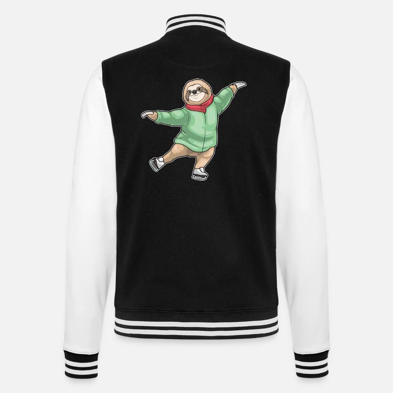 Faultier Eislaufen Schlittschuhe - College-Sweatjacke - Schwarz/Weiß