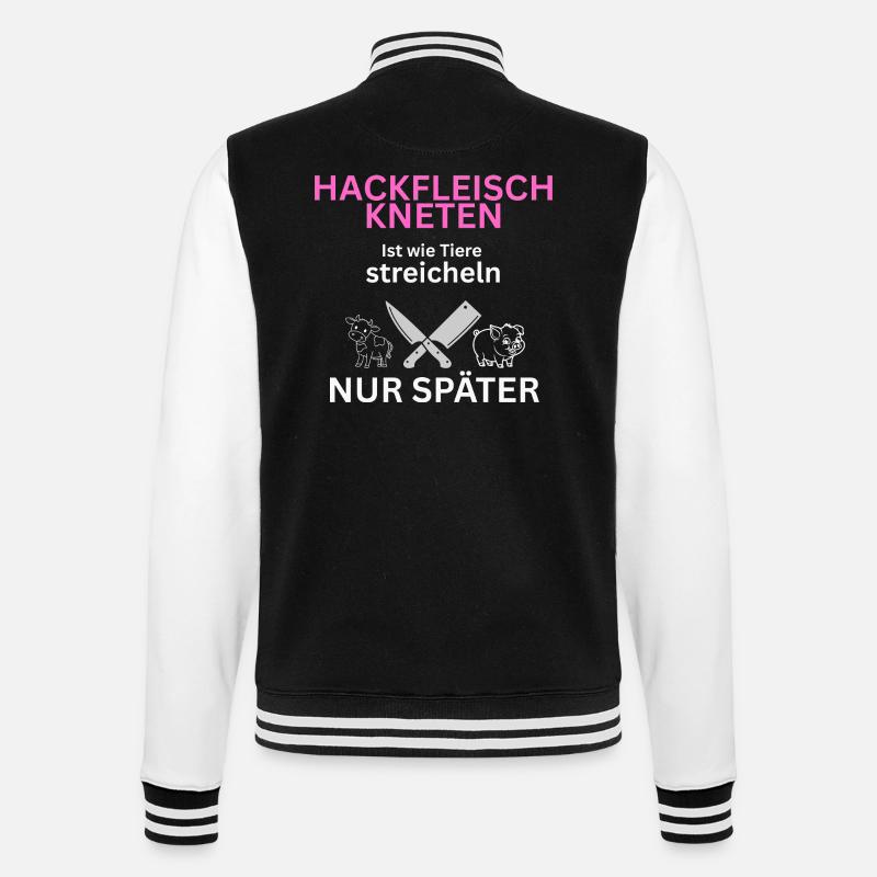 Fleisch Esser - Tiere streicheln-nur Später - College-Sweatjacke - Schwarz/Weiß