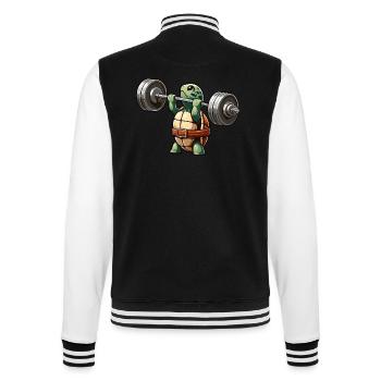 Starke Schildkröte Gewichtheber Workout Training - College-Sweatjacke - Schwarz/Weiß - Hinten - Marisol (170cm)